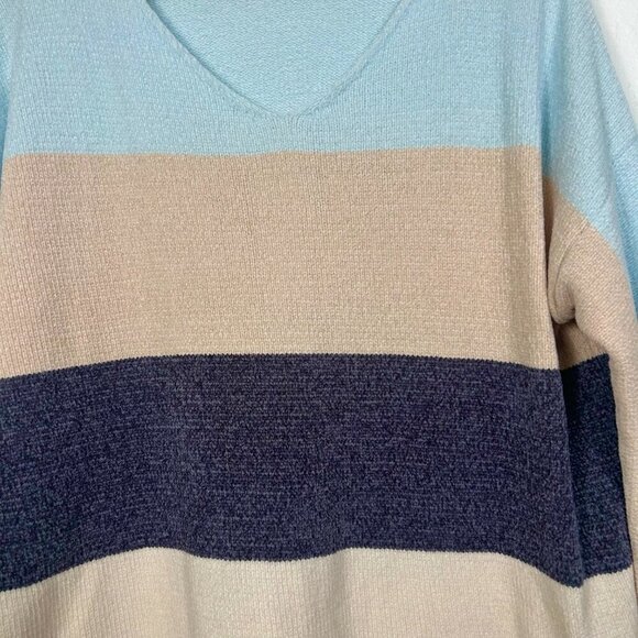 Soft Surrondings Size Large Striped Color Block Chenille Soft Stretch Sweater - Picture 4 of 8